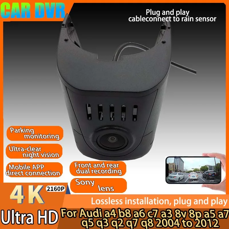 

For Audi a4 b8 a6 c7 a3 8v 8p a5 a7 q5 q3 q2 q7 q8 2004 to 2012 4K New Plug And Play Wifi Car DVR Dash Cam with Humidity Sensor