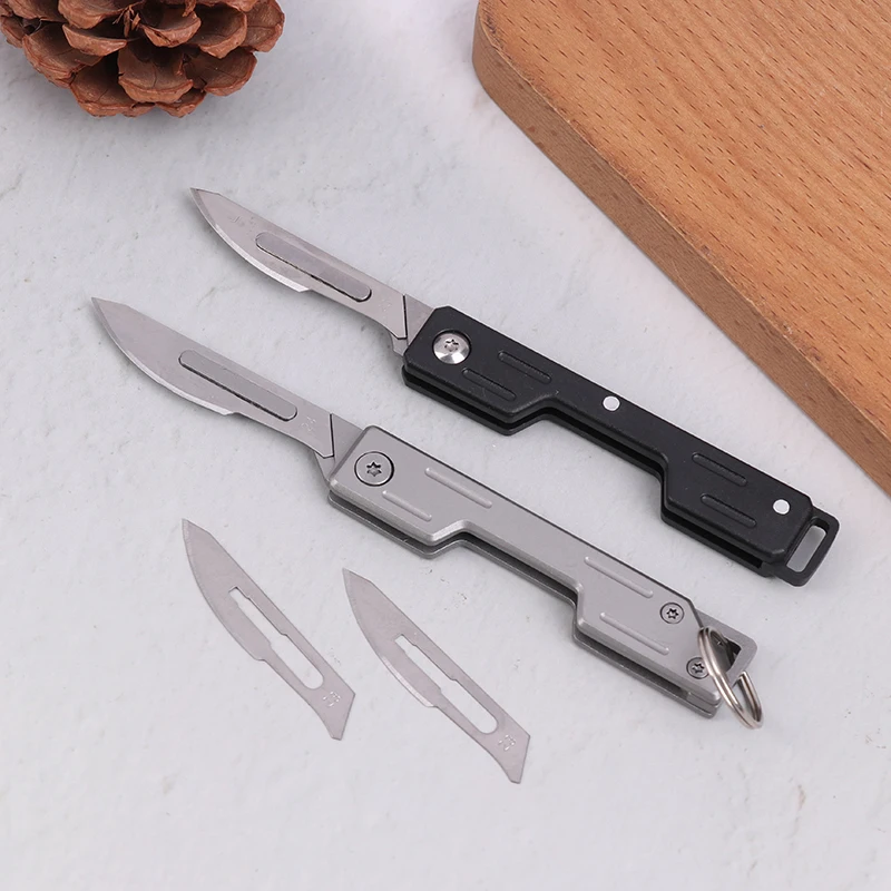 1/10 Uds Mini cuchillo de acero inoxidable llavero colgante hoja afilada desmontable portátil Unboxing Mini cuchillo plegable afilado