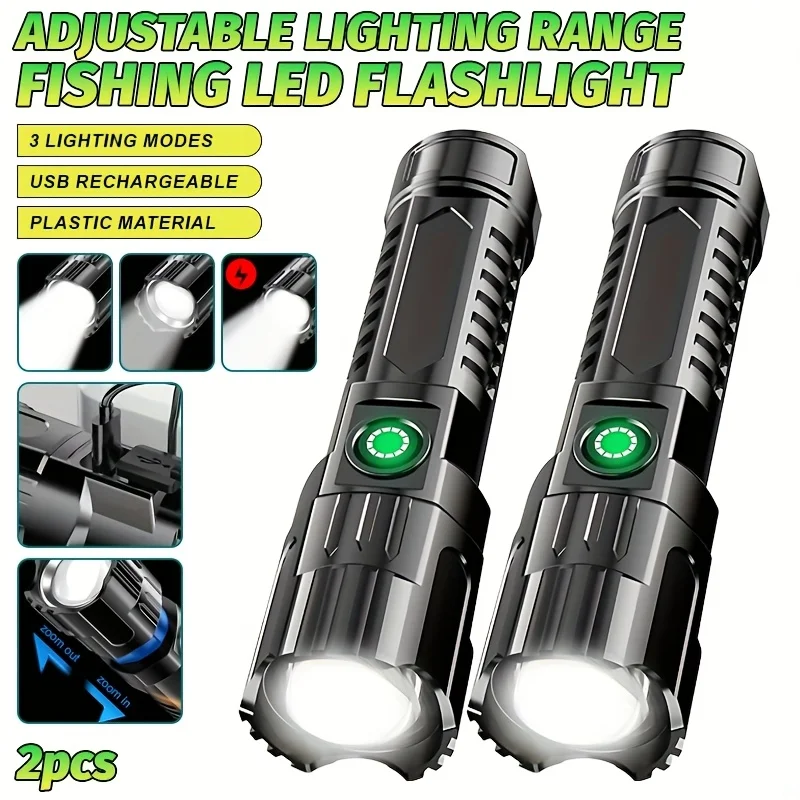 High Strong Power Led Flashlights 1000LM Tactical Torch with Display Light Rechargeable Camping Fishing Emergency Zoom Lantern