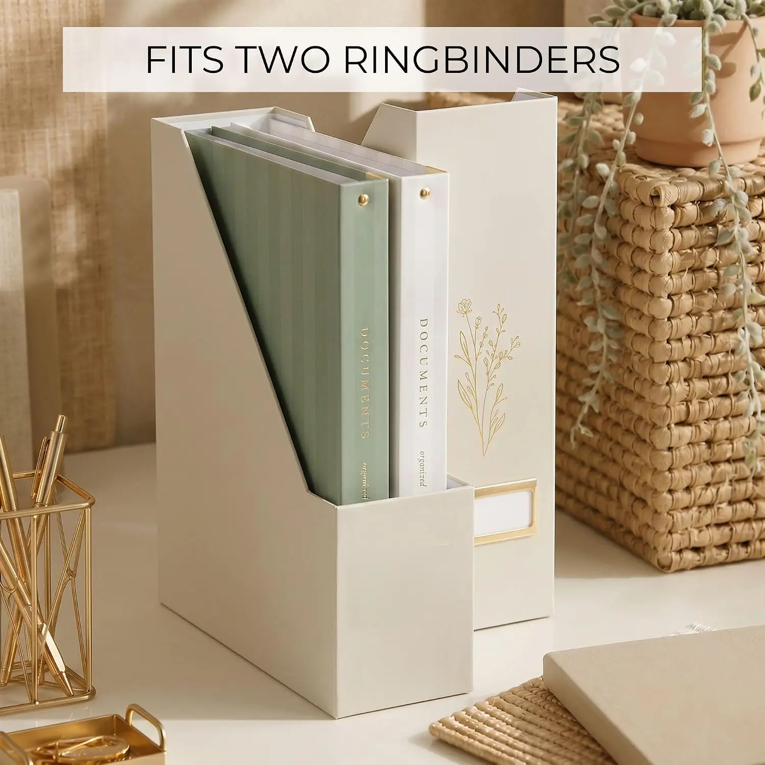 Magazine Holder Set of 3 - Sturdy File Organizer for Desk Shelves - Office Storage for Paperwork, Files, Magazines, Books view 3