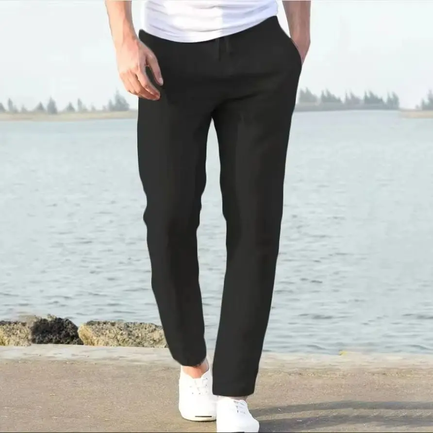 

Men's Cotton Linen Pants Joggers Sweatpants Streetwear Breathable Solid Color Linen Trousers Vacation Summer Loose Pants M-4XL