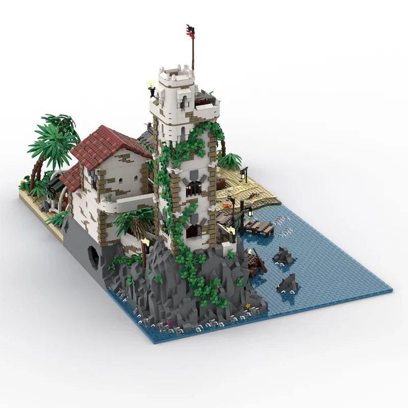 BuildMoc Pirates of Barracuda Bay Port Sauvage The Cursed Beach Building Blocks Set 21322 Island House Bricks Toys Children Gift