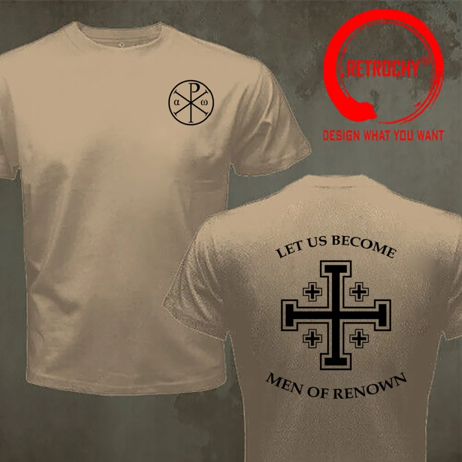 Funny Design Let Us Become Men of Renown. The Scriptures and The Jerusalem Cross  SRed Doublet Men Fashion Trendy Casual Clothin