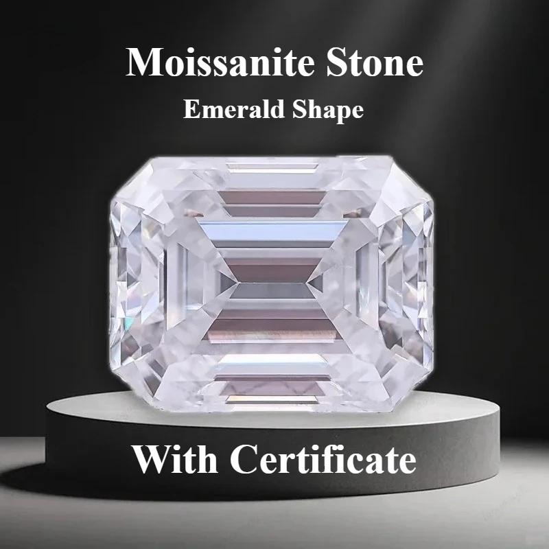 

Moissanite Stone Emerald Cut D Color VVS1 Lab Grown Gemstone for DIY Charms Jewelry Making Pass Diamond Tester with Certificate