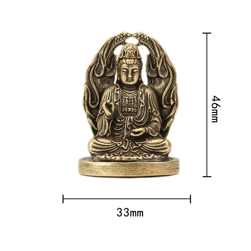 Antique Brass Small Portable Safety Buddha Pocket Buddha Bronze Pendant New Guanyin Solid Buddha Statue Decoration Crafts