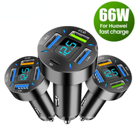 66W Car Charger Fast Charger USB Type C Fast Charging Car Adapter Cigarette Lighter 4 Ports Phone Charger for iPhone Xiaomi