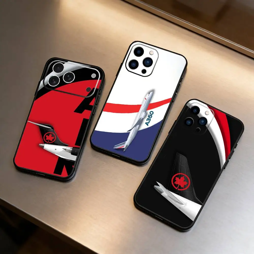 Airplane Pattern  Phone Case For iPhone 17 16 15 14 13 12 Max Plus Silicone Black Cover