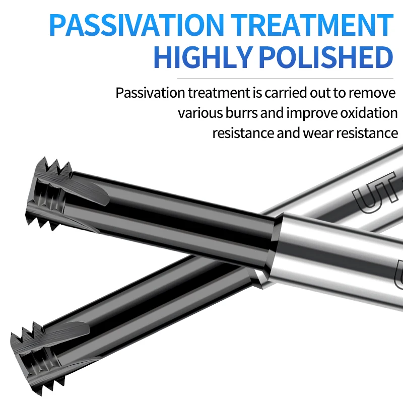UT TAP CNC Machine Solid Carbide Tungsten Steel Long Shank 100L Three Row Thread Milling Cutter M2 M3 M4 M5 M6 M8 M10 M12 M14