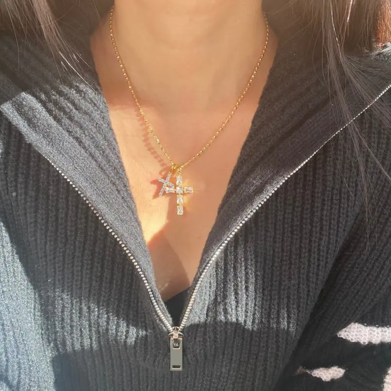 

Religious Style Zircon Cross Choker Necklace Stainless Steel Chain Catholic Christian Gift Women Statement Jewelry