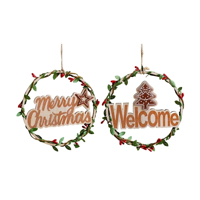 Christmas Wreath Hanging Decoration Colorful Door Garlands Wall Hangings A0KC