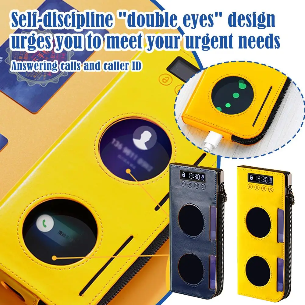 حافظة جلدية لقفل الهاتف ، فتح في الوقت ، شاشة عرض LCD ، مساعدة ذاتية محسنة ، مساحة مرنة ، تدعم الهواتف المحمولة #2