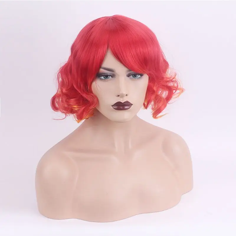 

Ladies Wig Orange Curly Wavy Synthetic Women's Hair Full Wigs