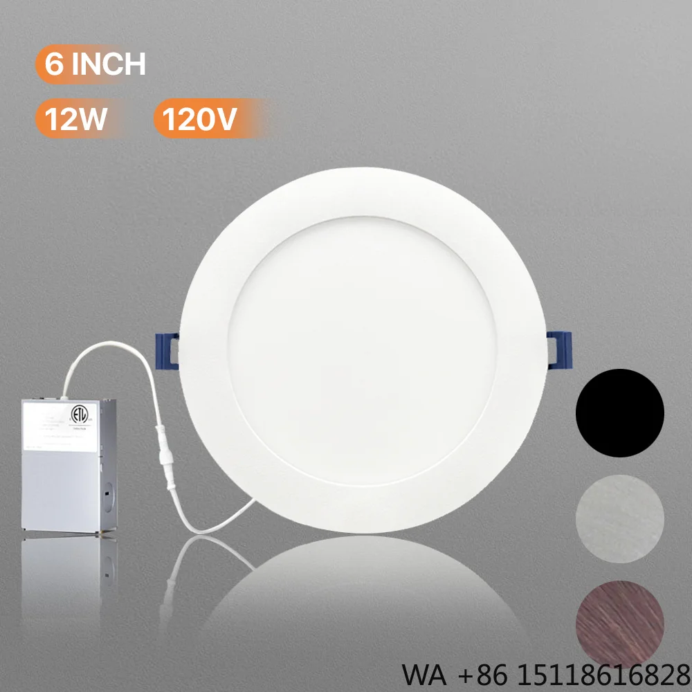 6 Inch 5CCT Ultra-Thin LED Recessed Ceiling Light 1000LM Brightness Dimmable Canless Wafer Downlight with Junction Box