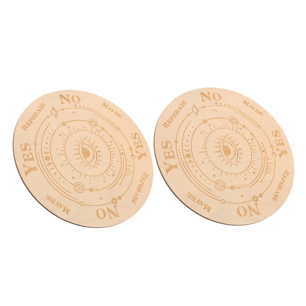 2Pcs Wooden Wicca Divination Boards Evil Eye Symbol Geometric Design Pendulum Board Home Decoration Spirit Supplies