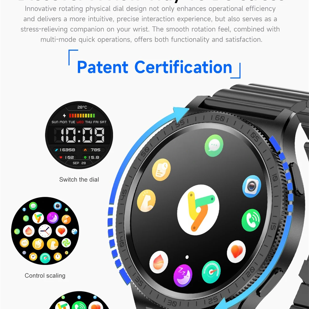 Information Notification GPS Sports Smart Watches Rotating Physical Dial Waterproof Smartwatch Women Heart Rate AMOLED Screen