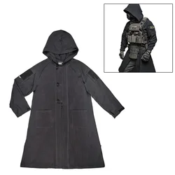 BACRAFT-Outdoor Tactical Long Coat, Improvement Lab Jacket, All Cotton, Imitation Hemp Crepe Long Gown, Windbreaker Coat