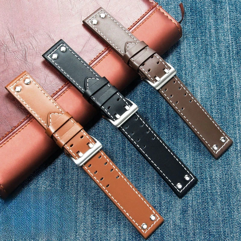 20 22 مللي متر حزام ساعة من الجلد الطبيعي لهاميلتون كاكي مجال الطيران البحرية H70595593 H77616533 حزام الساعات الرجال معصمه هدفين