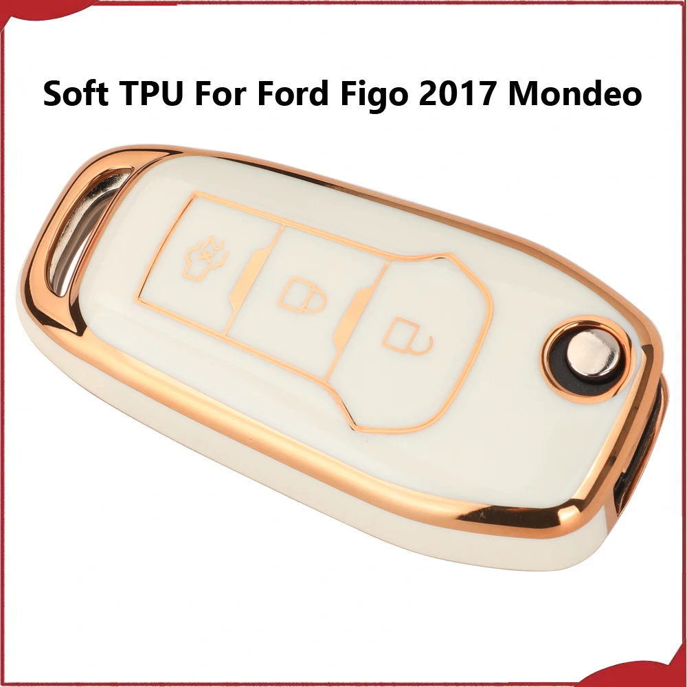 Jingyuqin Neues weiches TPU Smart Car Klappschlüssel-Etui für Ford Figo 2017 Mondeo 5 Ecosport Puma 2020 Fiesta Mk8 Everest Ranger.