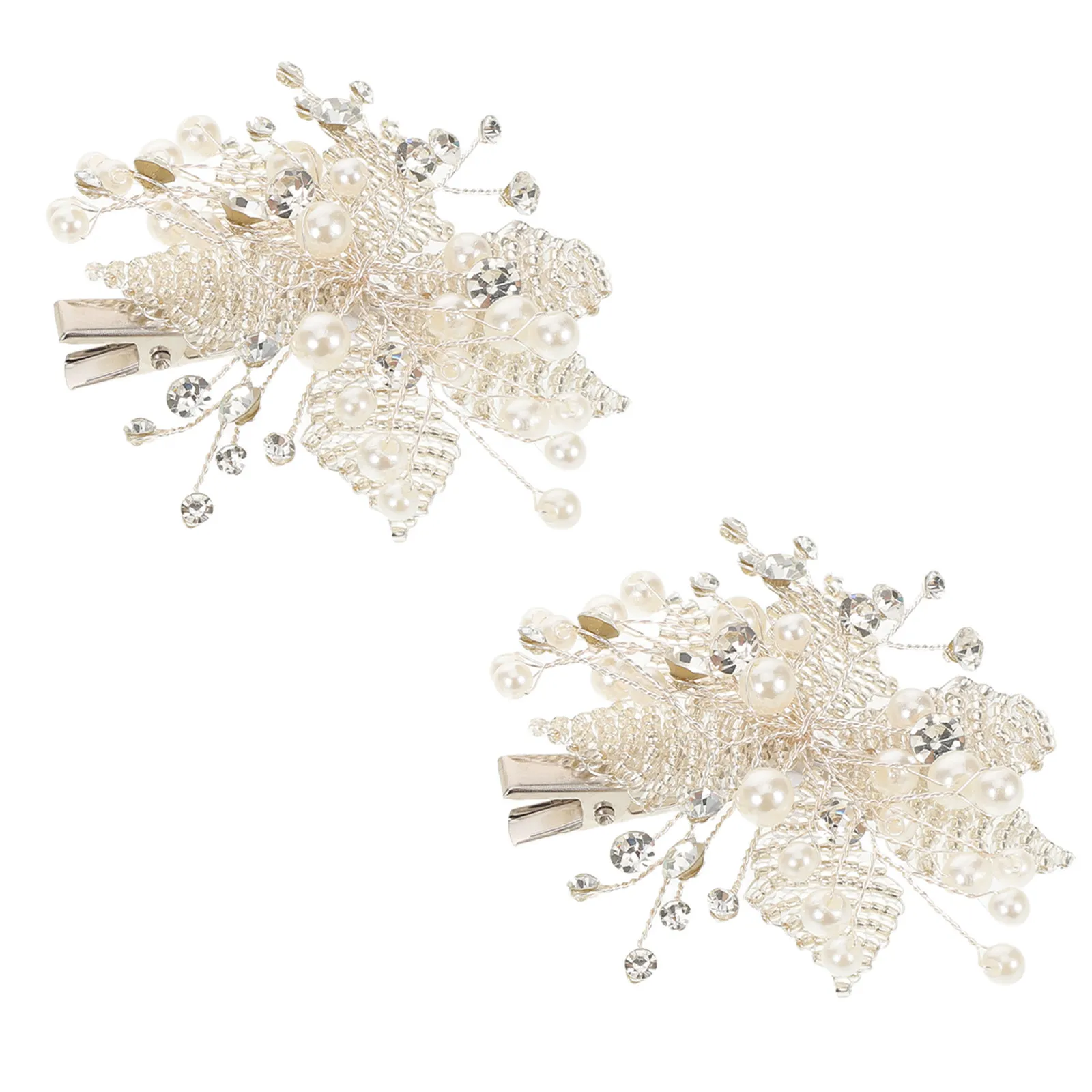 

2Pcs Handcrafted Rhinestone Pearl Hair Clips Elegant Floral Design Bridal Hair Accessories Wedding Headpiece Jewelry for Women