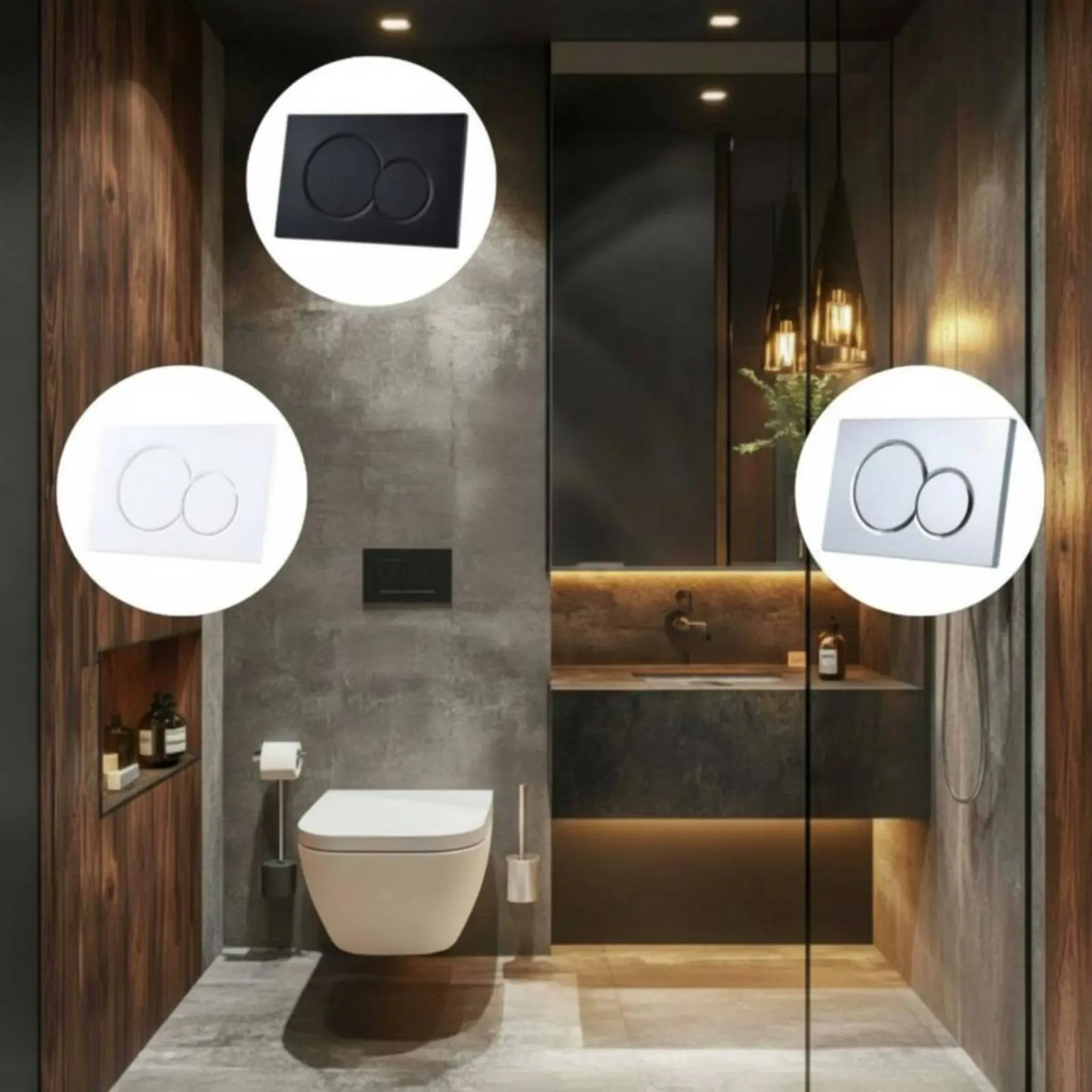 

Concealed Cistern Twin Flush Plate Water-Saving Wall Mounted Toilet Flush Panel for Restroom