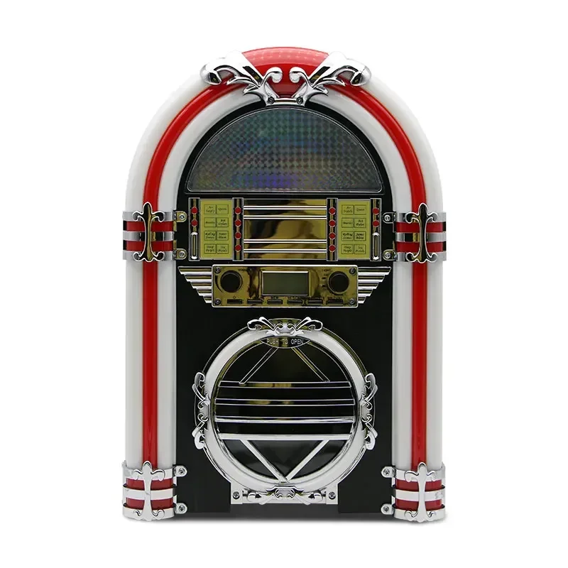 

Retro LED Colorful lights blue tooth desktop gramophone FM Radio CD Player vinyl cleaning LP brush dj Jukebox