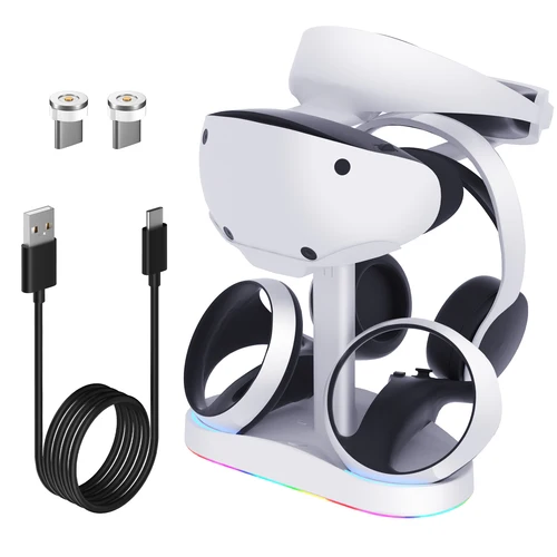 Base de carga del controlador para estación de carga PS5 VR2 con soporte para auriculares VR soporte de pantalla cargador del controlador PS VR2 para PSVR2