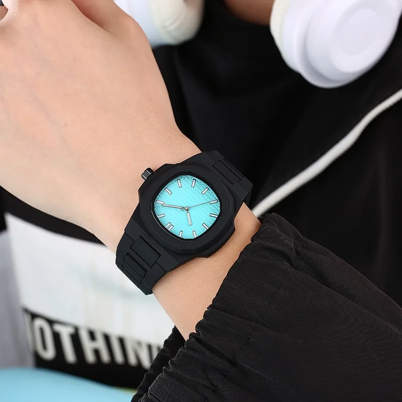 Men Women Watch Classic Orologio Simple Couple Black White Silicone Blue Dial Reloj Quartz Wristwatch Male Man New Ladies Clock