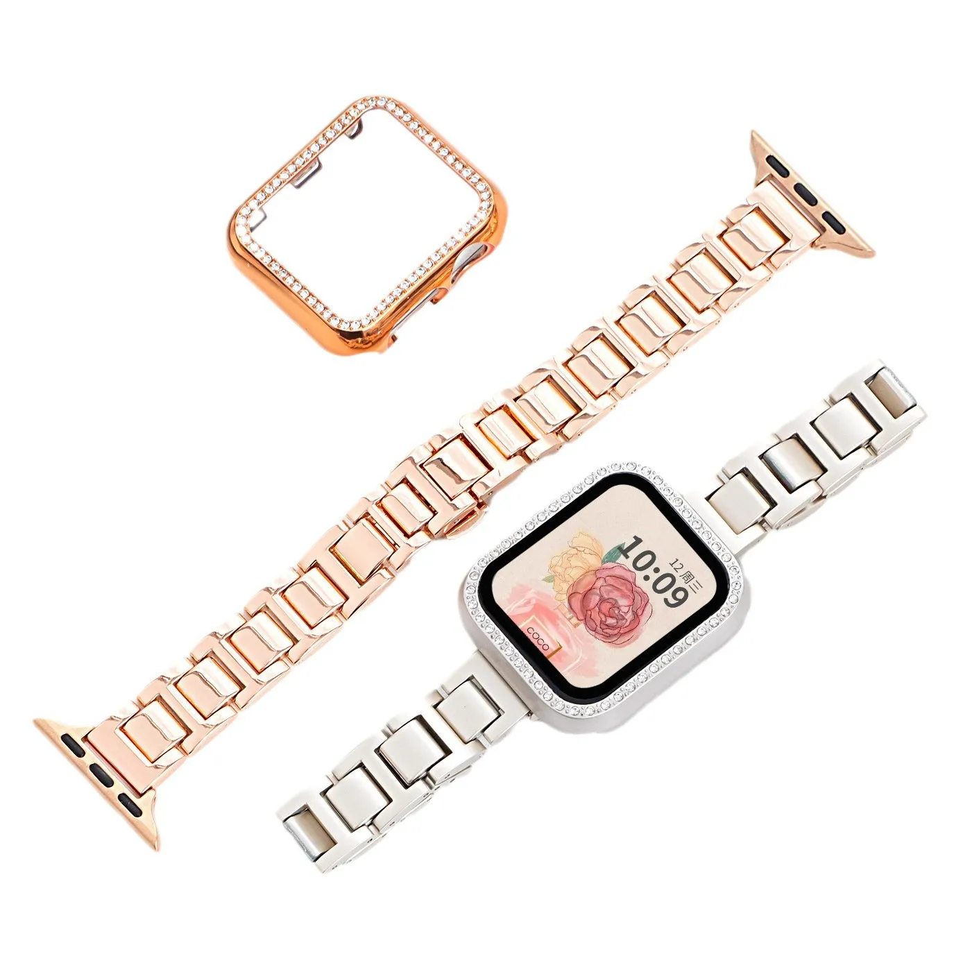 Pulseiras SmartWatch de aço inoxidável para Apple Watch SE2