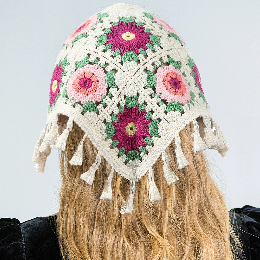 

Треугольный шарф с подсолнечником, вязаные повязки на голову, женские модные аксессуары для волос, дорожные головные уборы Pthoto, повязки для волос