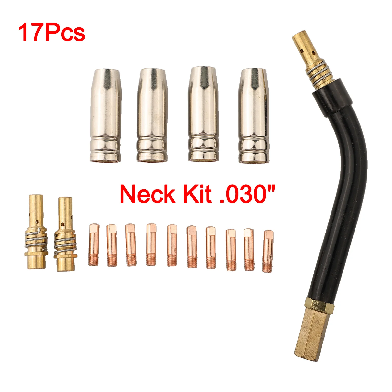 Electric Welder MIG Torch Replacement Parts Set for AK15 Features 17pcs of High Performance Nozzles and Contact Heads