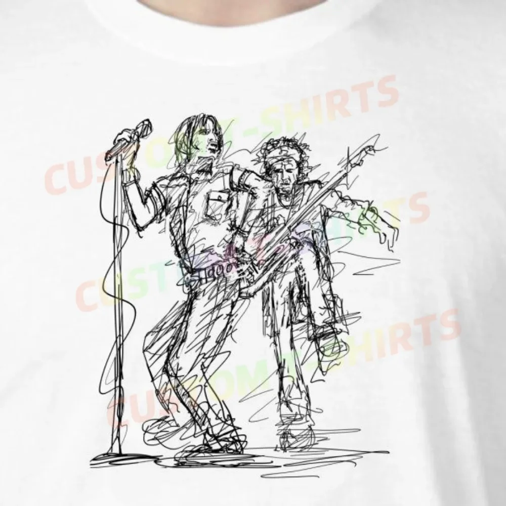 

115 201_Rolling_Stones Fans' comic-style hand-drawn pattern T-shirts for both men and women in summer