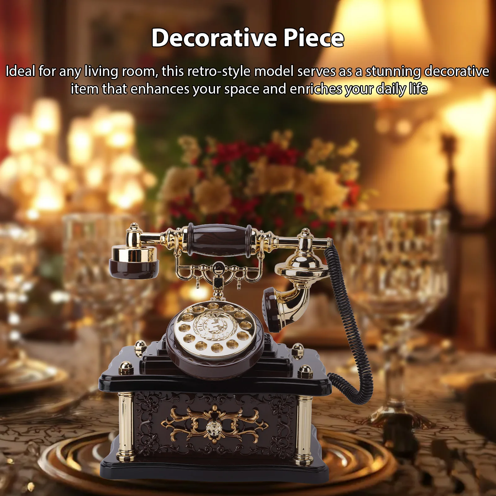 صندوق الموسيقى صندوق موسيقي خشبي على شكل هاتف صندوق الموسيقى القديم الحنين العتيق لهدايا عيد الميلاد والعطلات #3