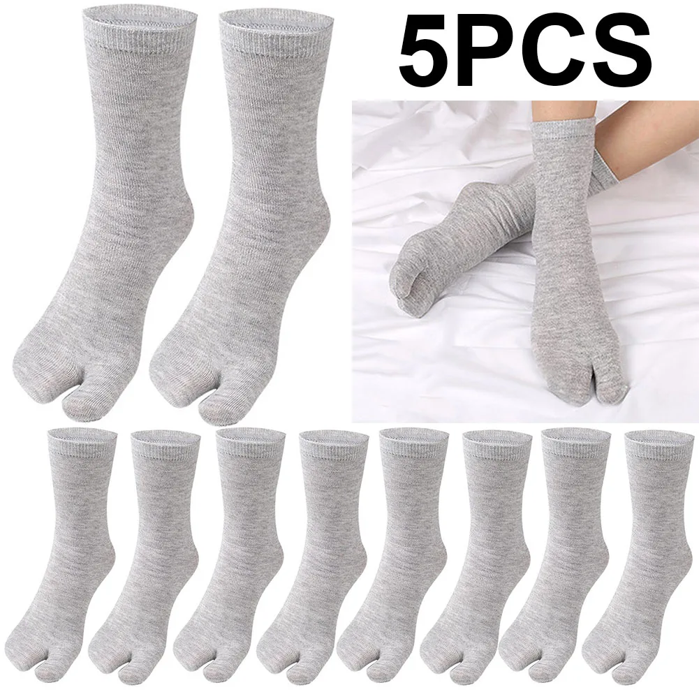 1-5PCS Women/Men Unisex Sandal Flip Flop Split Two Toes Sock Japanese Kimono Two Finger Socks Deodorant Breathable Long Sock