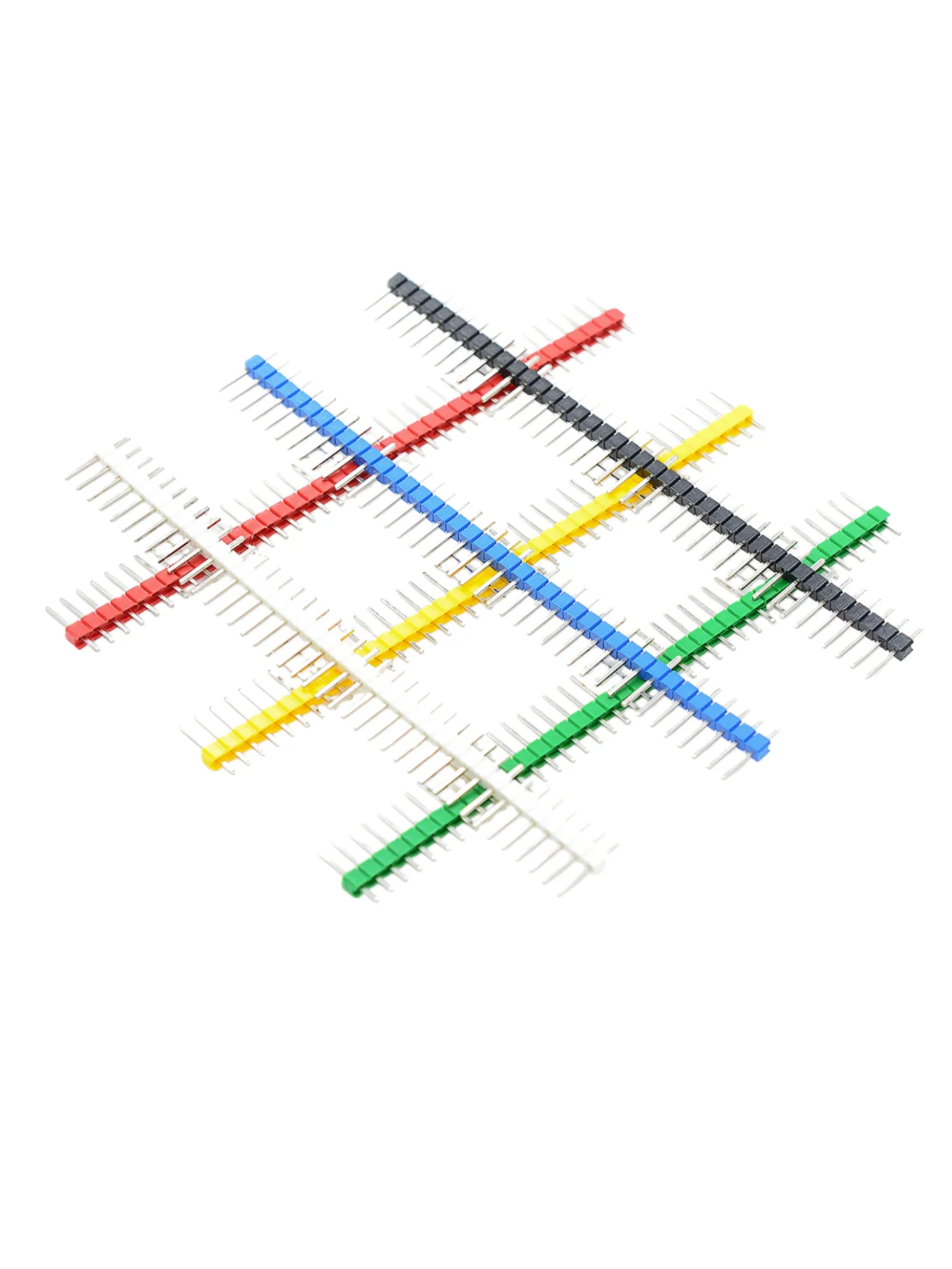 5pcs Colorful pin header, 2.54mm pitch, 1*40P, single row of pins, single row of straight pins, green/white/red/blue/yellow/blk