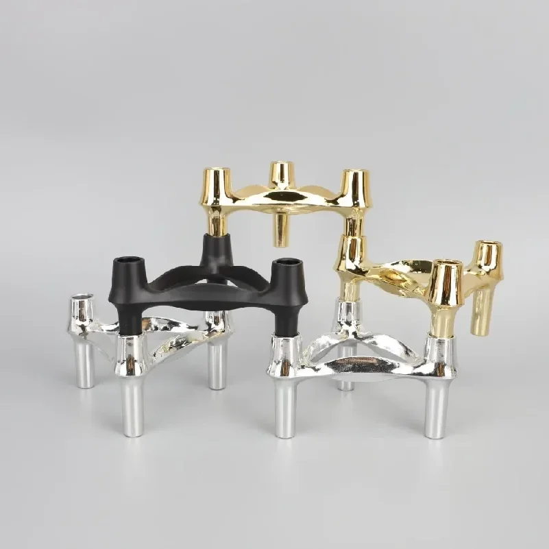 New Metal Molecular Structure Candle Holder Nordic Silver Home Decore Candelabra Candle Stand Gift