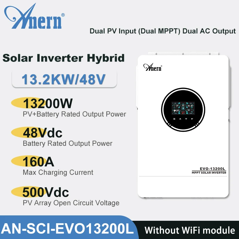 10.2KW 8200W 10200W Off Grid Dual MPPT Omvormer Hybride 160A 230V Zuivere Sinus DC 48V voor Batterijlader