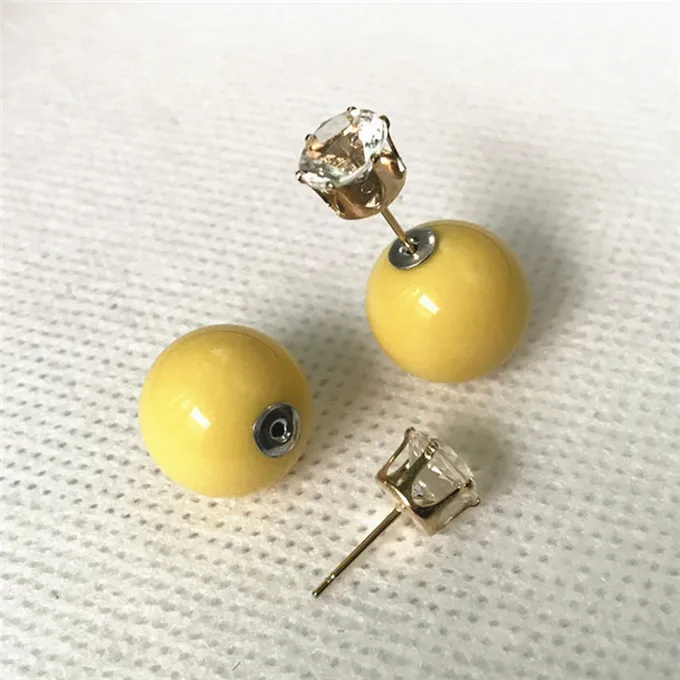 New Sales Genuine Brand Designed Trendy Cute Charm Double Simulated Pearl Ball Stud Earrings Jewelry Accessories