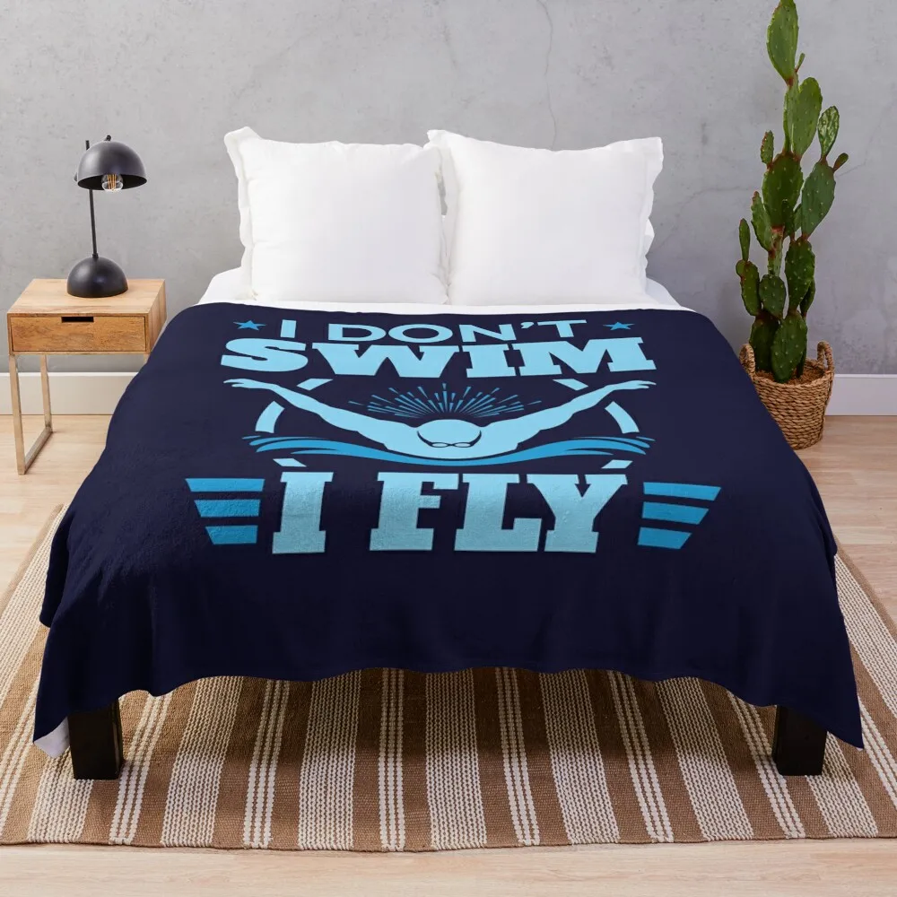 

I Don't Swim I Fly Swimming Butterfly Throw Blanket Soft Big Fluffy Softs manga Blankets