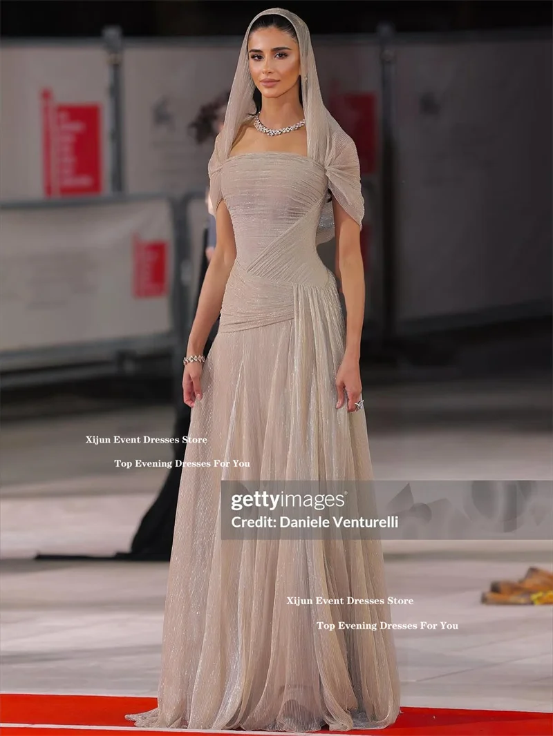 Xijun luxe chiffon zeemeermin avondjurken uit de schouder geplooide lange galajurken celebrity formele galajurken op maat