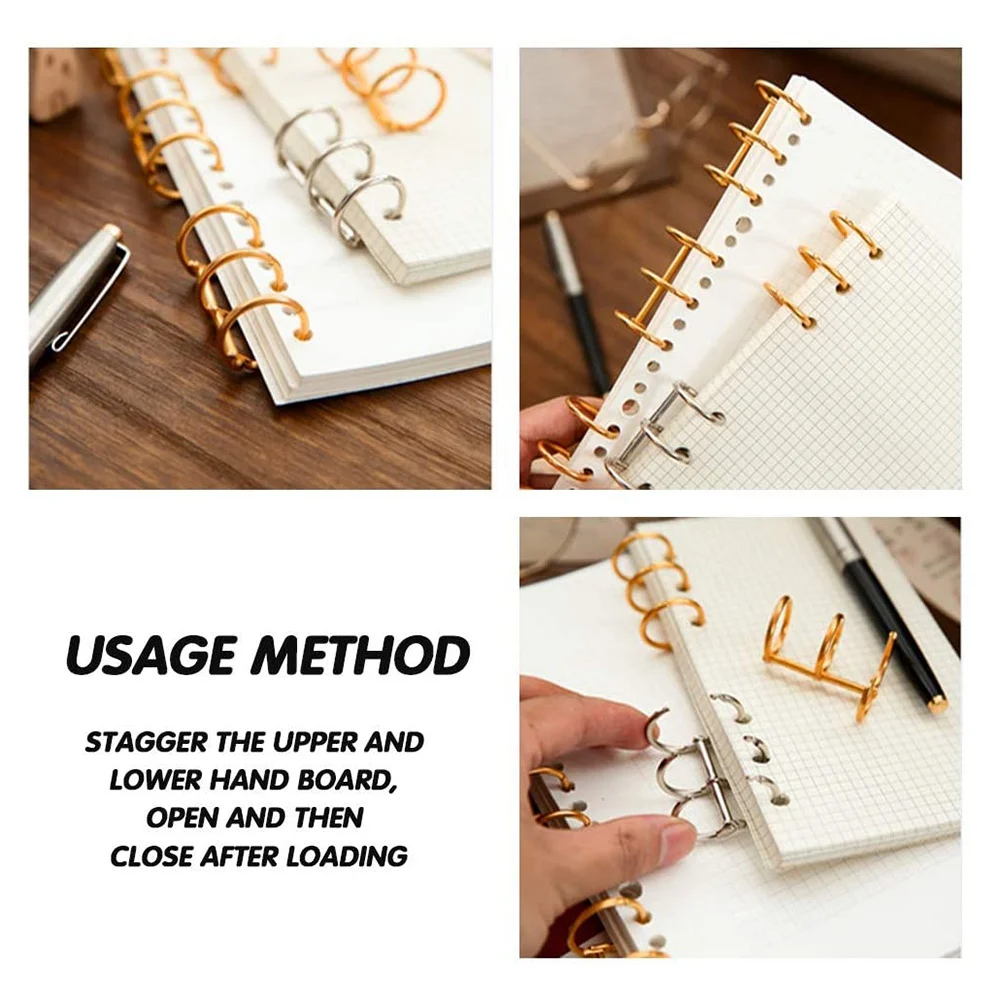 ゴールドブックリング、オフィスブックリング、スナップスプリットヒンジ、内径、3リング、リーフバインダー、20mm、20個