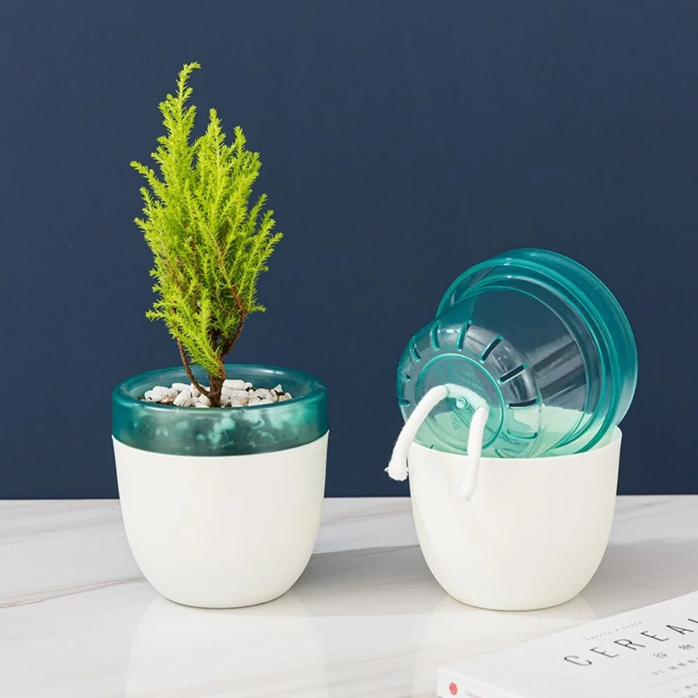 

Nordic Automatic Water Absorbent Flower Pot Resin Double Layer Water Storage Flowerpot Thickened Plant Pots Office