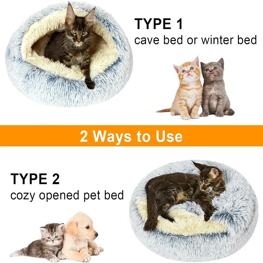 2024 New Winter Warm Semi-Enclosed Shell Cat Litter Pet Cat Bed Semi-Enclosed Kennel Dog Bed