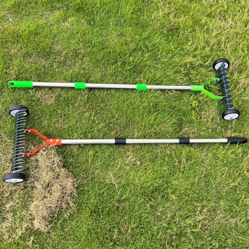 Weeding Roller Rake Gardening Lawn Leveling Rakes Adjustable Garden Sharp Deciduous Leaf Rakes Courtyard Descaling Wheel Rake