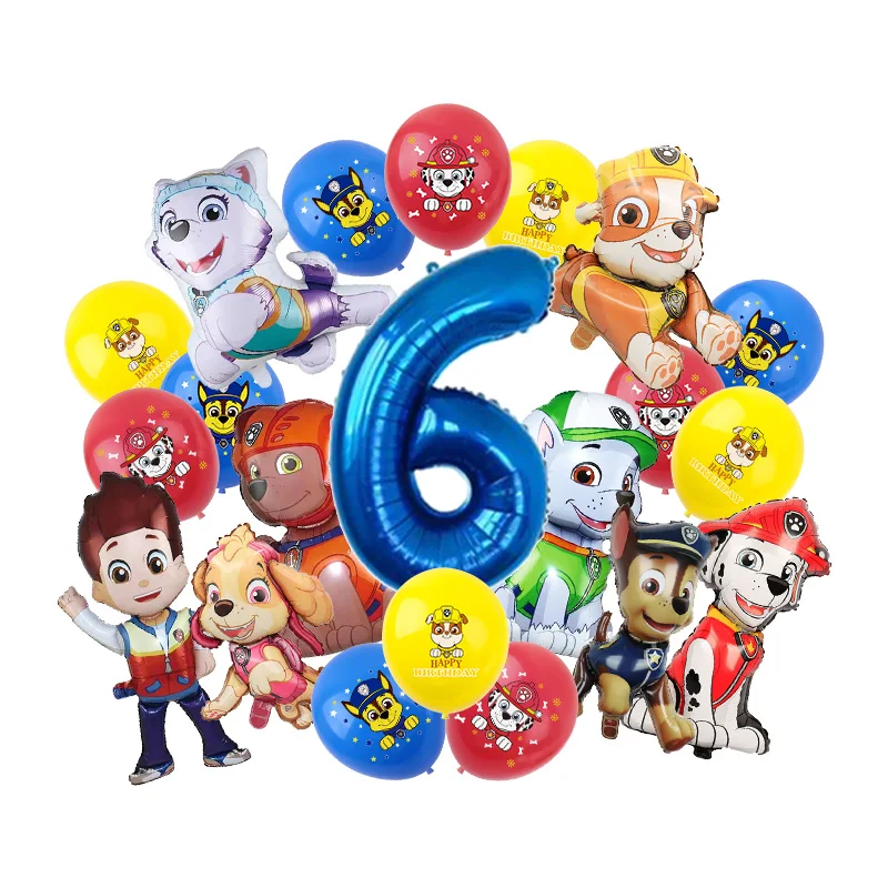 PAW Patrol Geburtstagsparty-Dekoration Chase Skye Latexballons für Kinder Eventzubehör Marshall Folienballon Hintergrundbanner