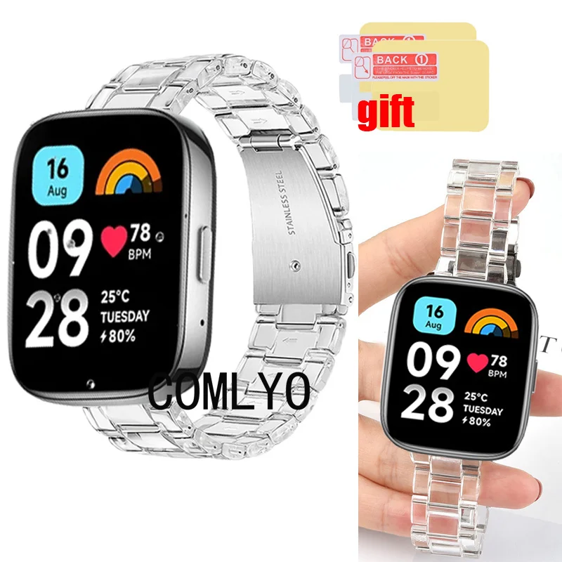 

For Xiaomi Redmi Watch 3 Active lite Strap Wristband Plastic PC Clear Smart Watch Band Screen Protector Film