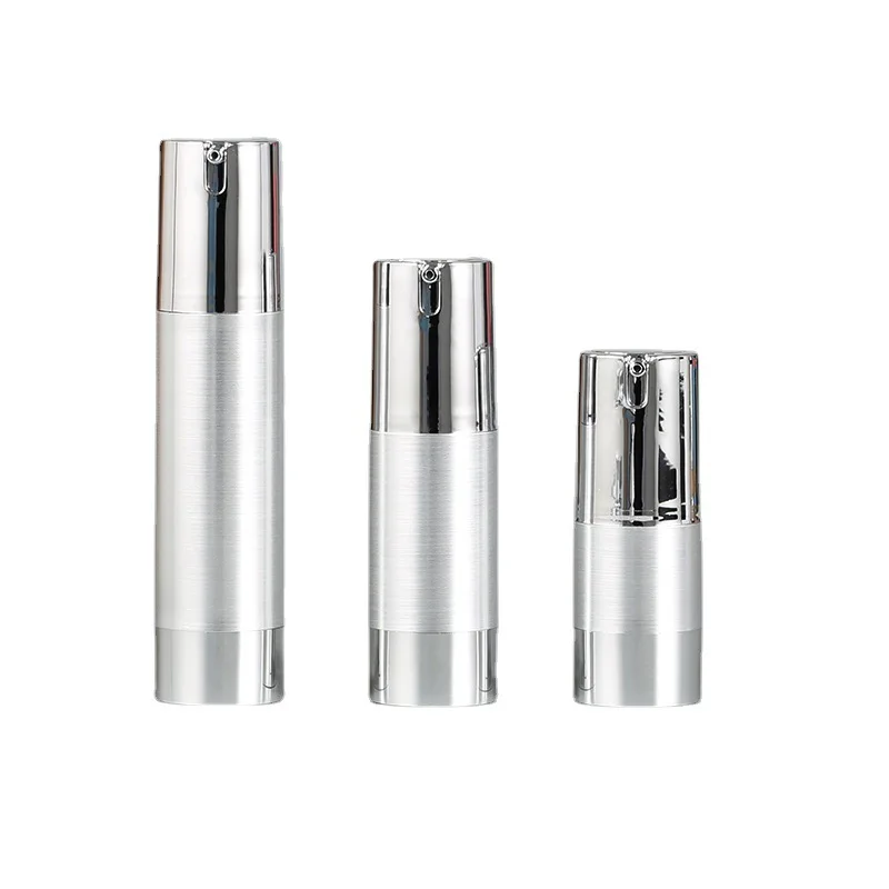 15/30/50ml Silver Travel Lotion Empty Vacuum Pump Bottle Portable Facial Cream Container Cosmetics Spray Refillable Dispenser