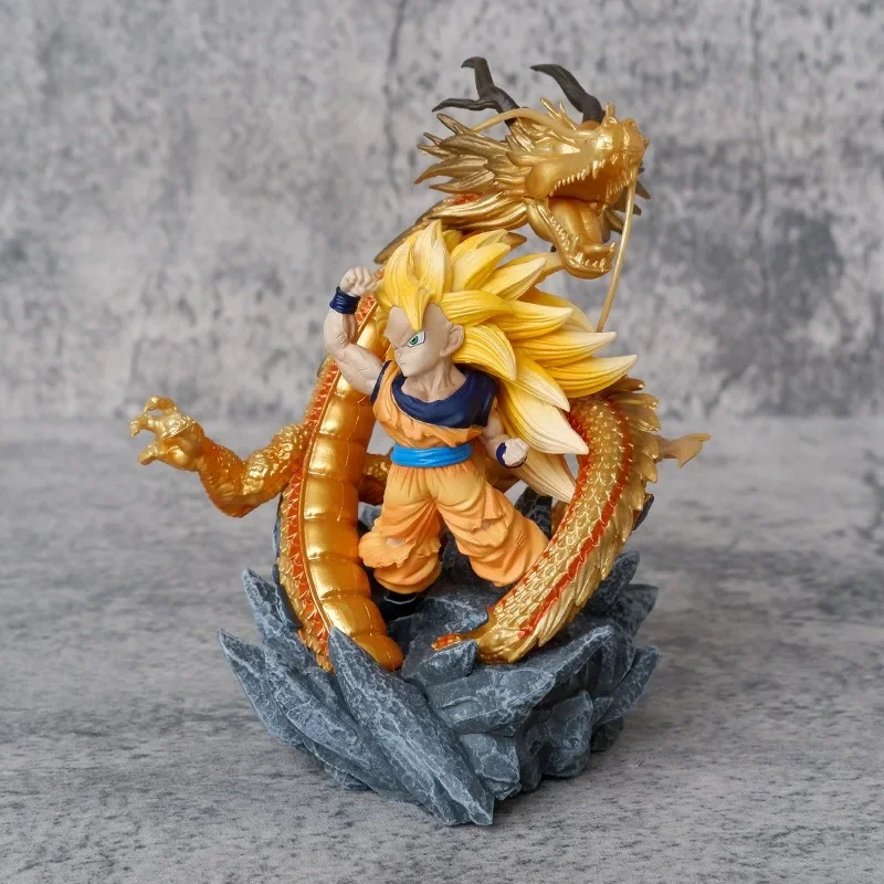 

New Dragon Ball Saiyan Golden Dragon Version Dragon Fist Super 3 Goku Model Ornament Figure Wholesale For Children's Gifts