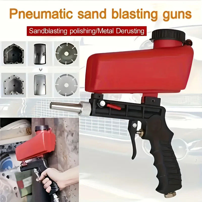 90PSI Adjustable Pneumatic Sandblaster Gun Portable Gravity Feed Air Sand Blaster with Ergonomic Grip Paint Spray Machine