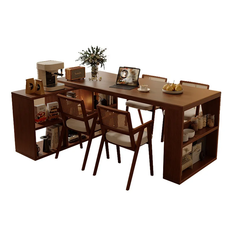 

Обеденный стол из цельного дерева орехового дерева, встроенный барный стол в гостиной, чайный столик, многофункциональный и выдвижной