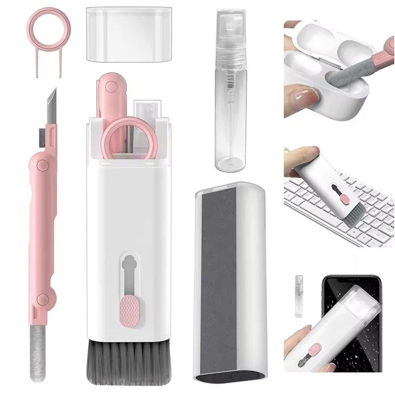 7 In 1 Keyboard Cleaning Kit Earphones Cleaner Brush Pen Keycap Puller For AirPods Laptop Tablet Camera Phone Computer Tool Set